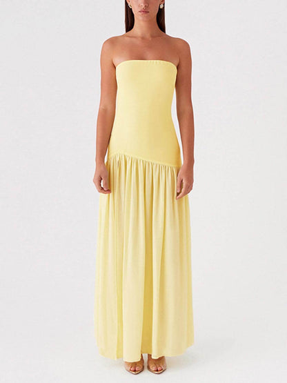 Exquisite Backless Pleated Strapless Dress
