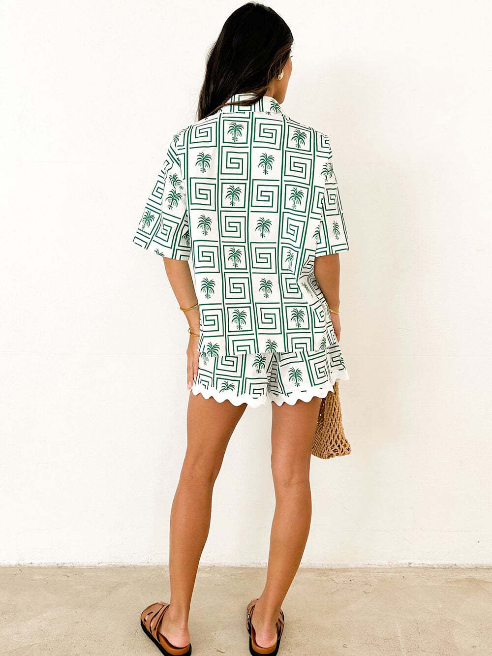 Botanical Print Shirt Collar Set