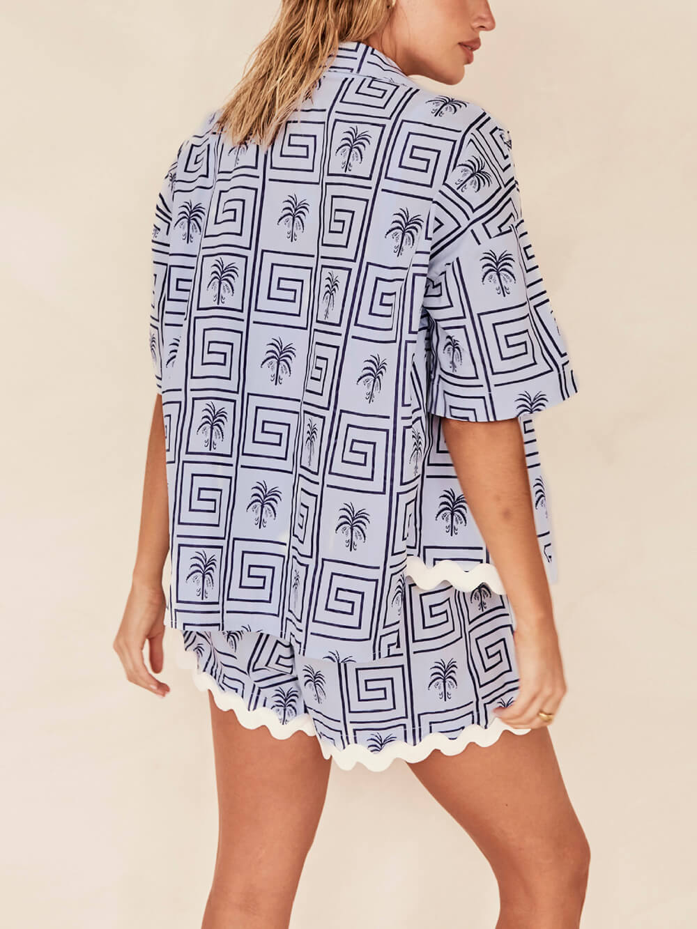 Botanical Print Shirt Collar Set