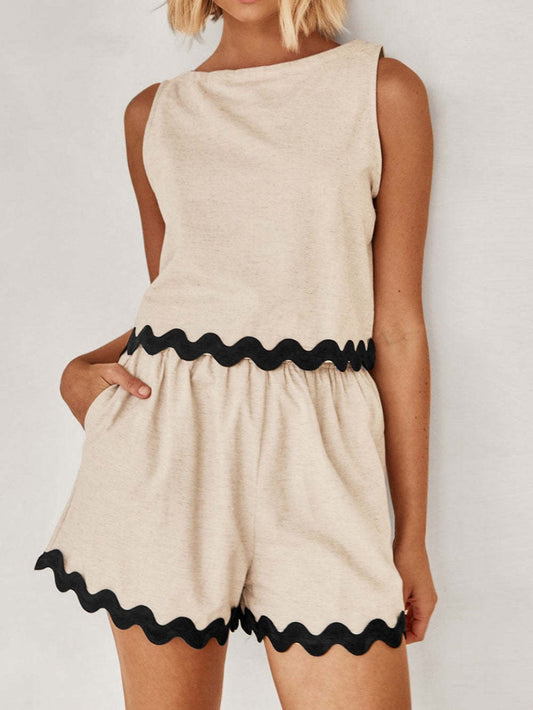 Casual Sleeveless Two Piece Outfit