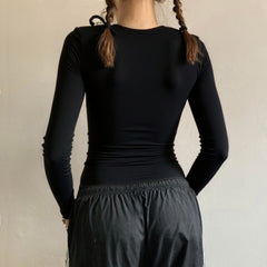 Floral Print Slim Fit V-neck Long Sleeve Top