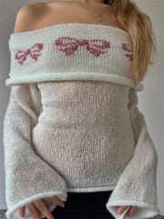 Off Shoulder Boat Neck Sweater