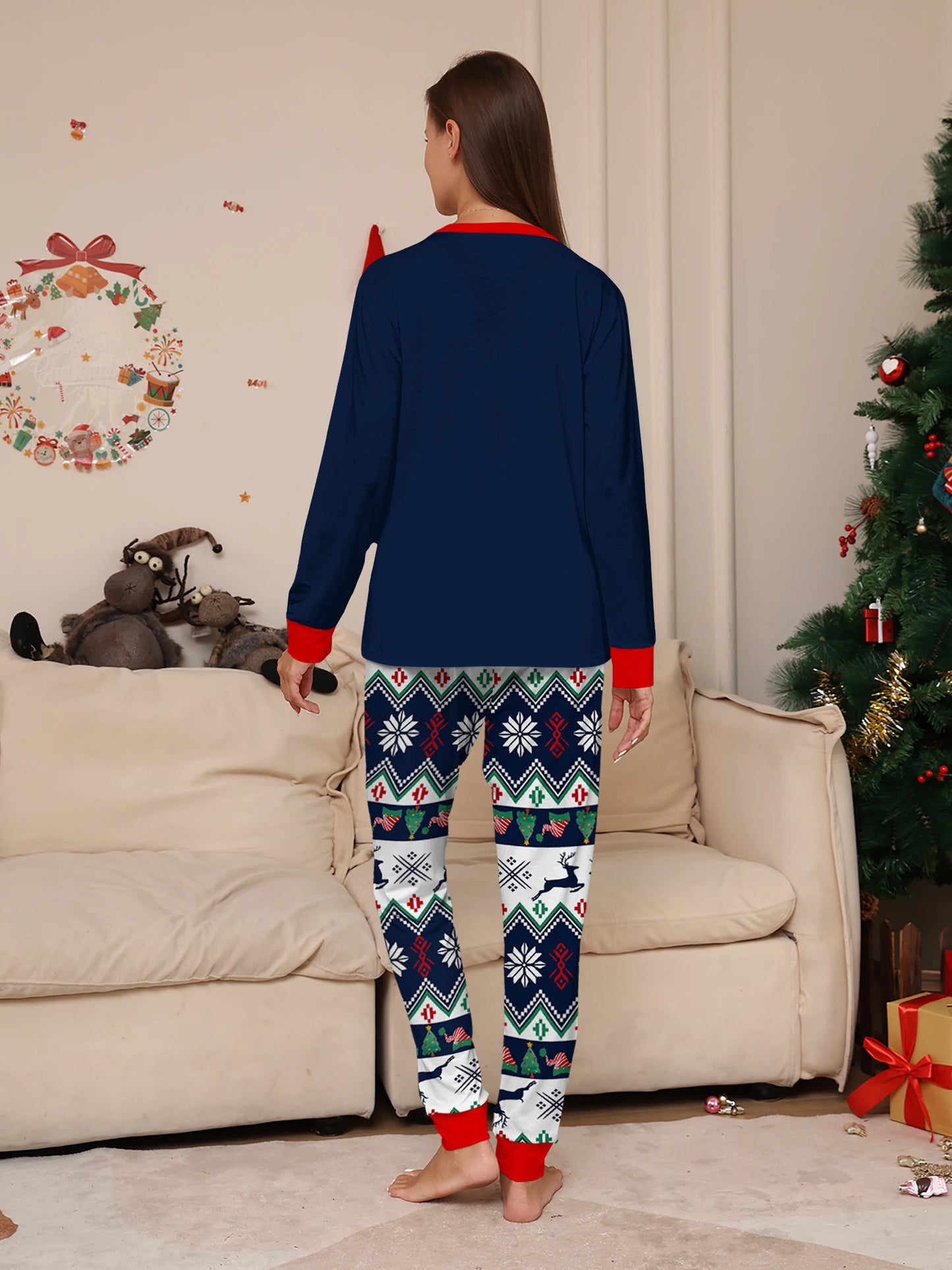 Reindeer & Christmas Tree Print Pajama Set