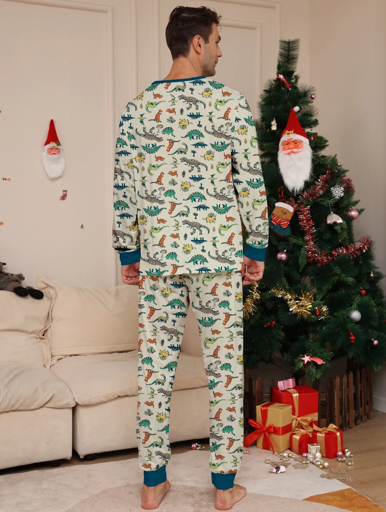 Dinosaur Print Christmas Pajama Set