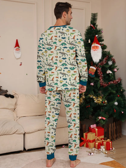 Dinosaur Print Christmas Pajama Set