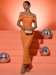 One Shoulder Sparkling Slit Party Dress