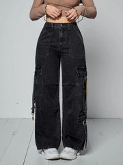 Elastic Waist Wide Leg Jeans