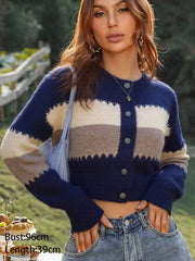 Plaid Short Knit Cardigan