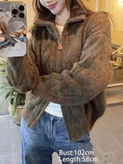 Turtleneck Zipper Knit Cardigan