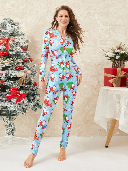 Christmas Print Long Sleeve Pajama Romper