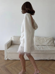 Backless Patchwork Knit Sweater