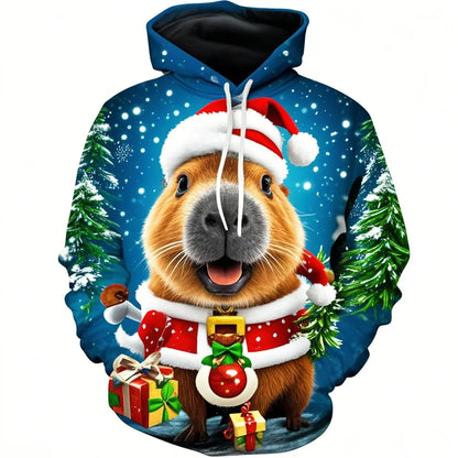 Capybara Print 3D Hoodie for Men