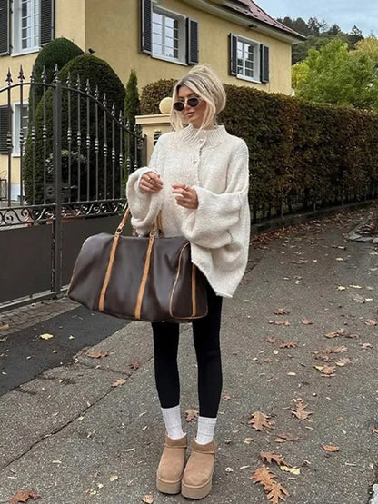 Lapel Cardigan with Metal Buttons