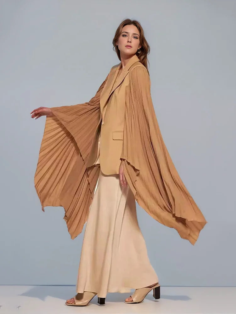 Asymmetric Pleated Blazer