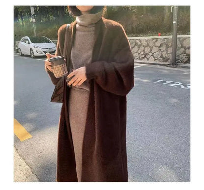 Fluffy Knit Cashmere Sweater Coat