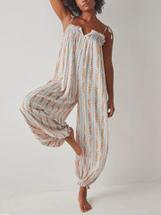 Retro Floral Spaghetti Strap Jumpsuit