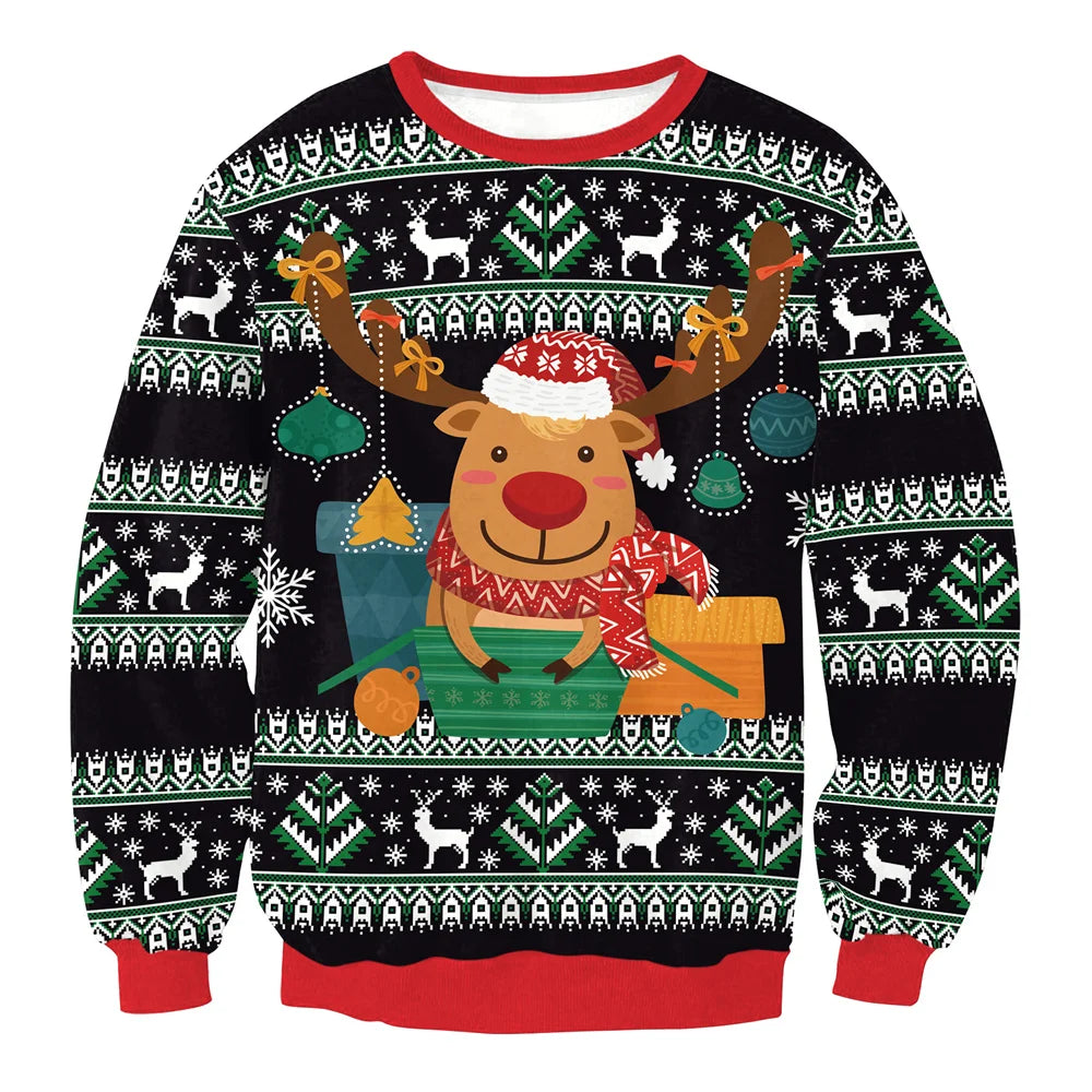 3D Reindeer Christmas Sweater