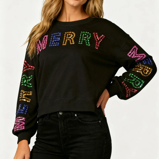 Women’s Loose Christmas Glitter Sweatshirt