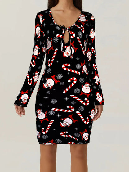 Christmas Print Bodycon Dress