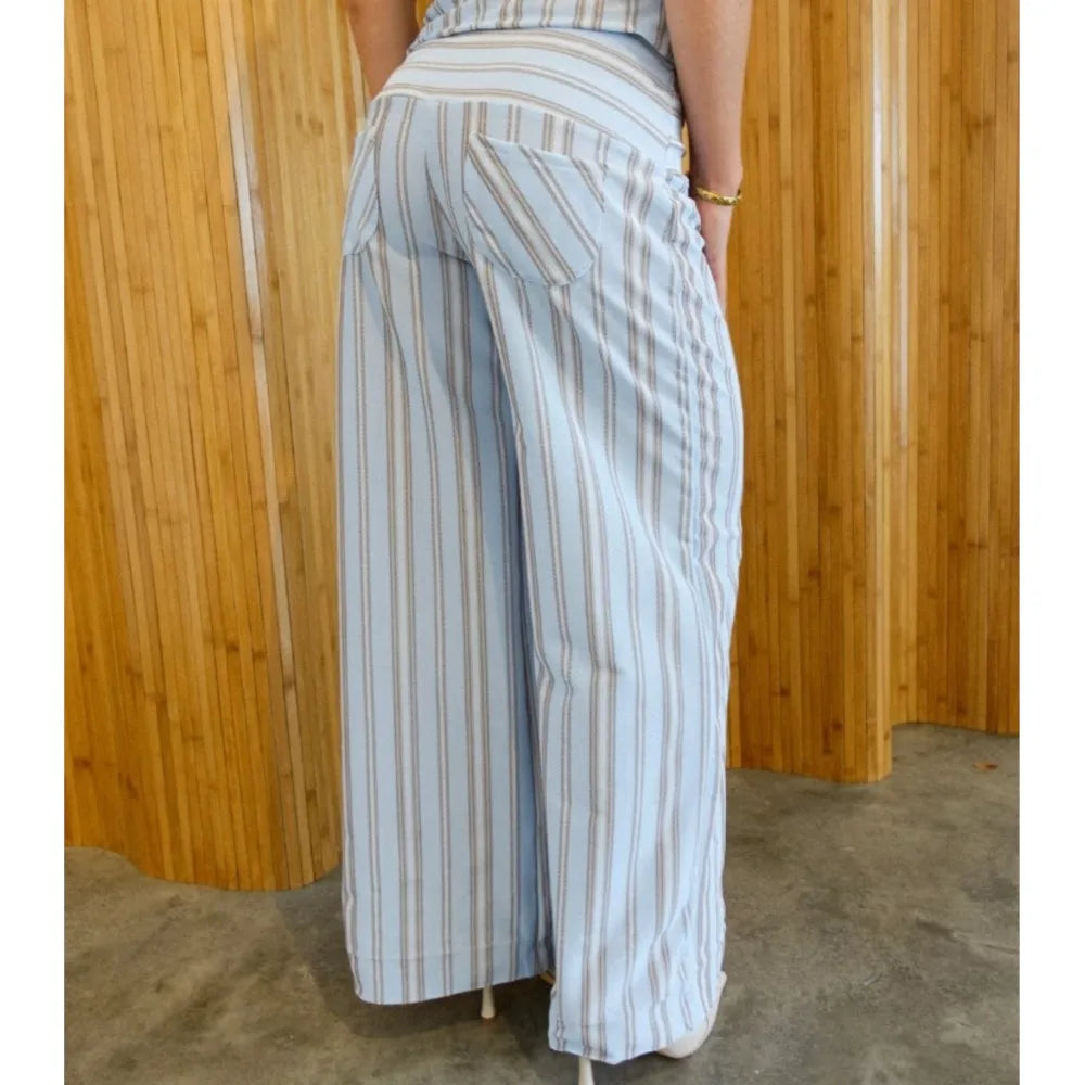 Striped Halter Top Pants Set
