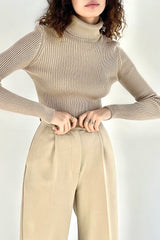 Mock Neck Ribbed Knit Sweater