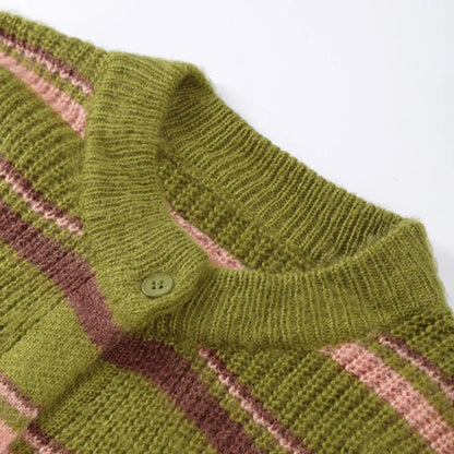 Solid Button V-Neck Cardigan