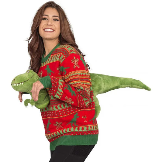 3D Dinosaur Print Unisex Christmas Sweater