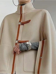 Buckle High Neck Cape Jacket