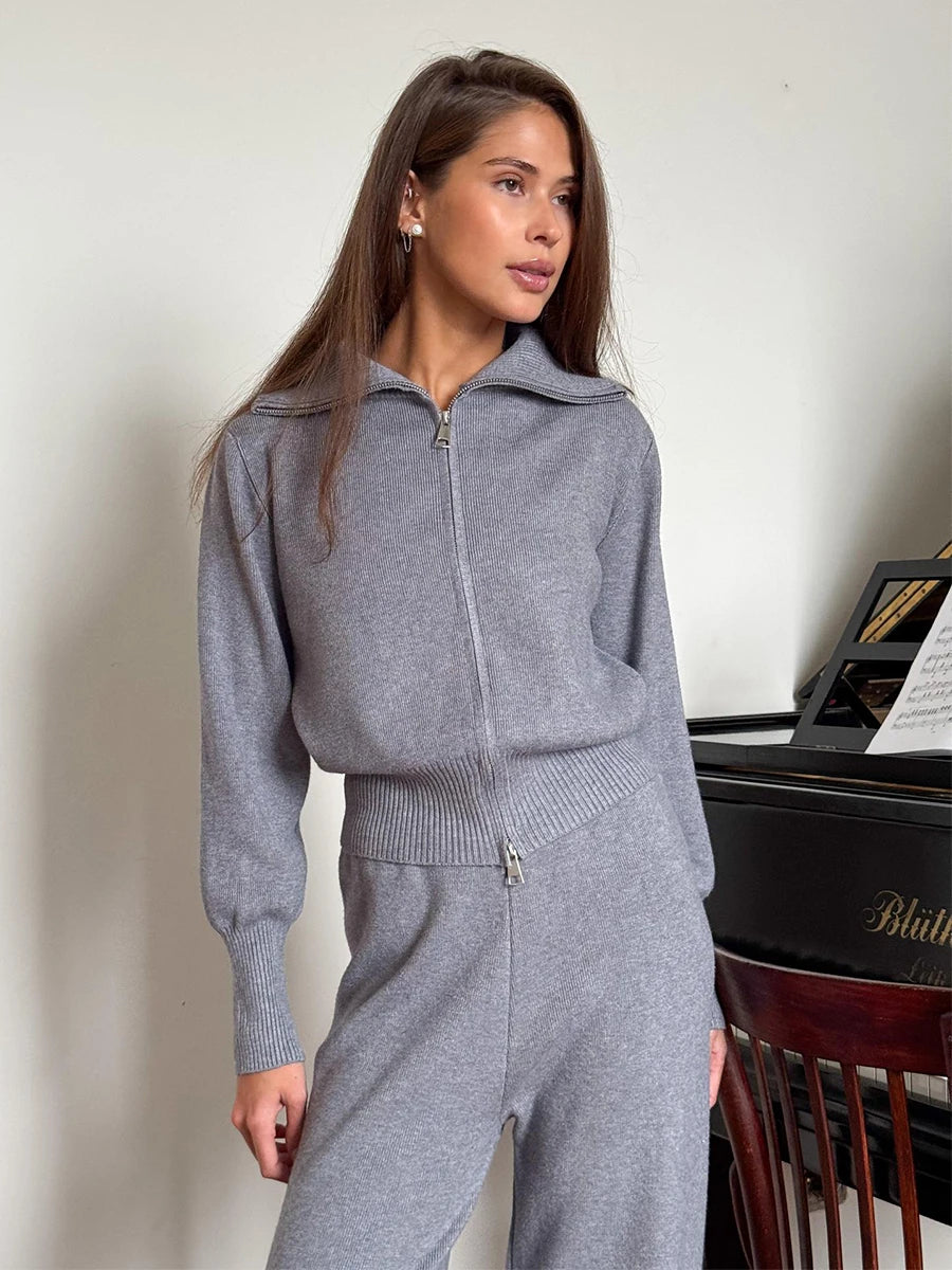 Color Block Knit Shorts Set