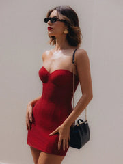 Strapless Silk Lace-Up Mini Dress