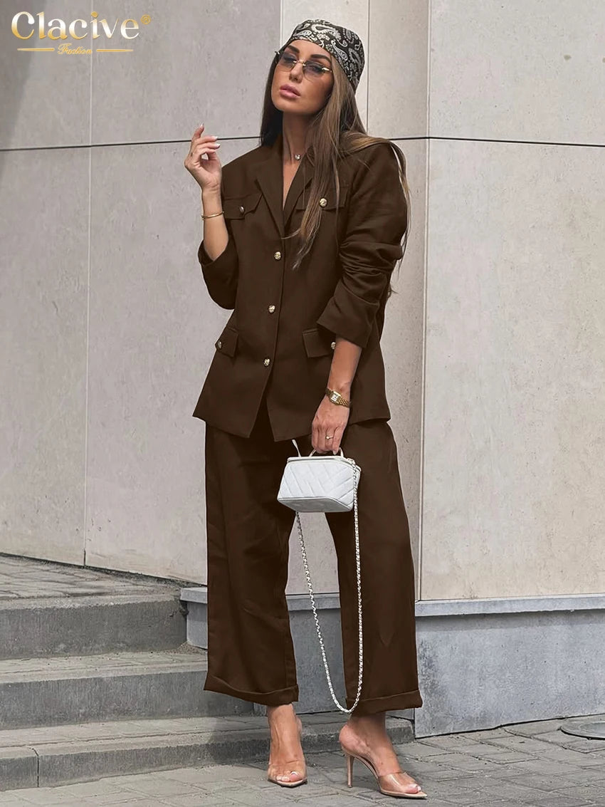 Cotton Blazer and Pants Set Women