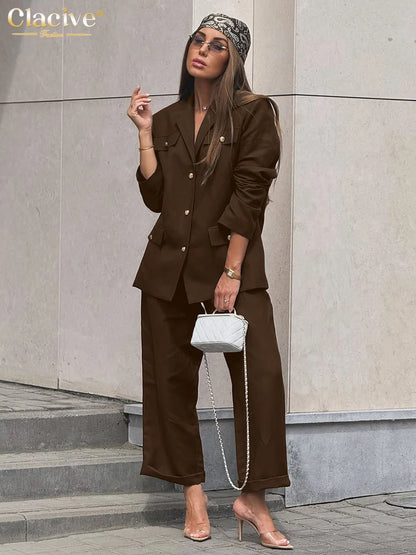 Cotton Blazer and Pants Set Women