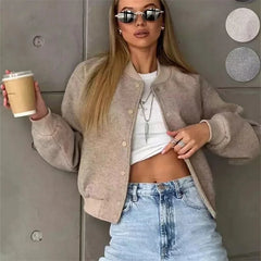 Cropped Tweed Bomber Jacket