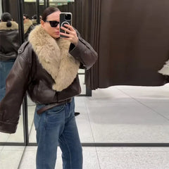 Fur Patchwork Leather Jacket