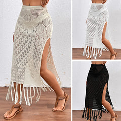 Knitted High Slit Sarong Skirt
