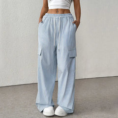 High Waist Striped Work Pants