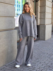 Solid Knit Sweater and Pants Set