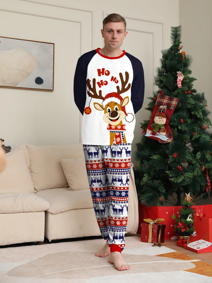 Raglan Sleeve Navy & White Top & Festive Pants Set