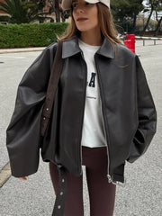 Lapel Full Sleeve Zipper Jacket