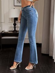 High Waist Embroidered Flare Jeans