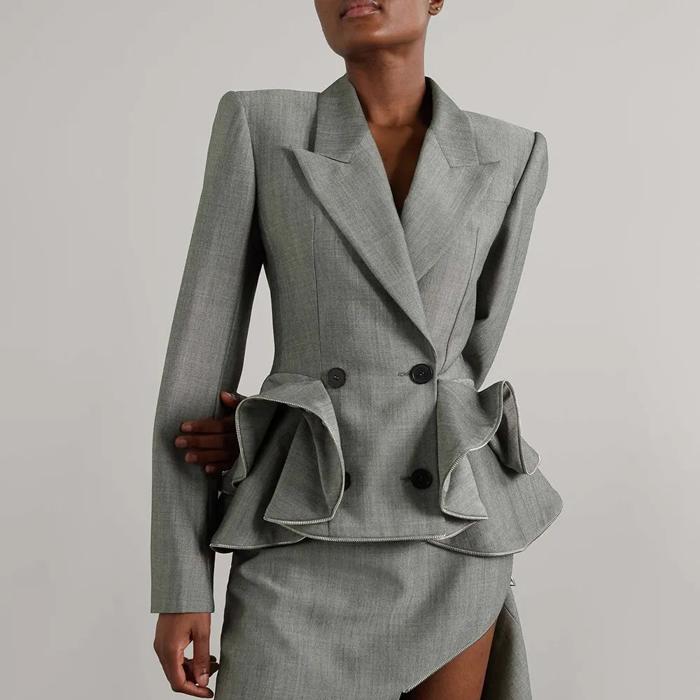 Notched Collar Solid Blazer