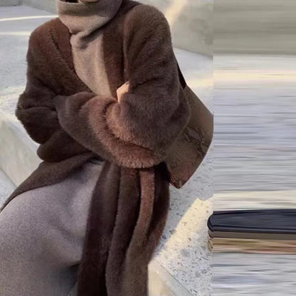 Fluffy Knit Cashmere Sweater Coat