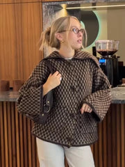 Brown Lapel Knit Cardigan