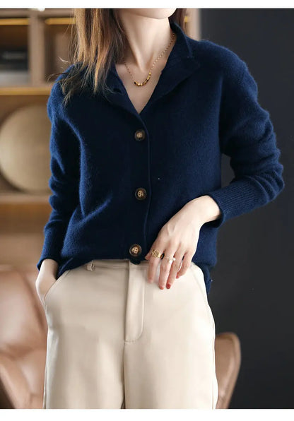 Stand Collar Knit Cardigan