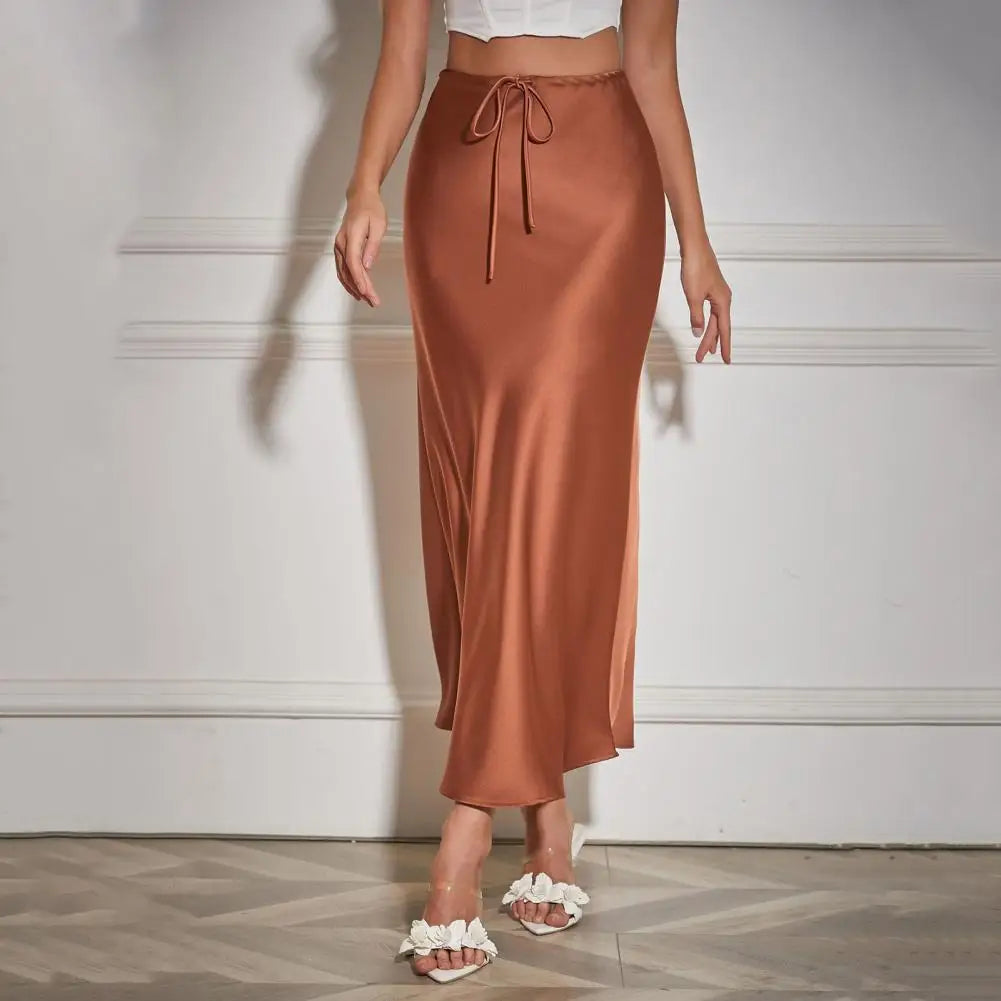High Waist Satin Maxi Skirt