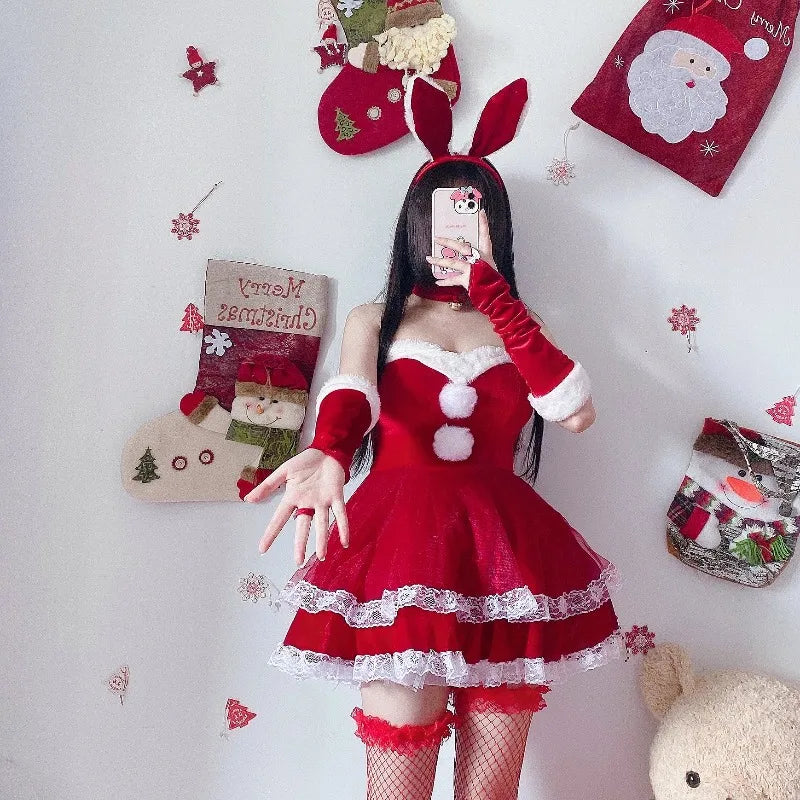 Off-Shoulder Santa Dress