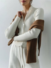 High Quality Stand Collar Knit Cardigan