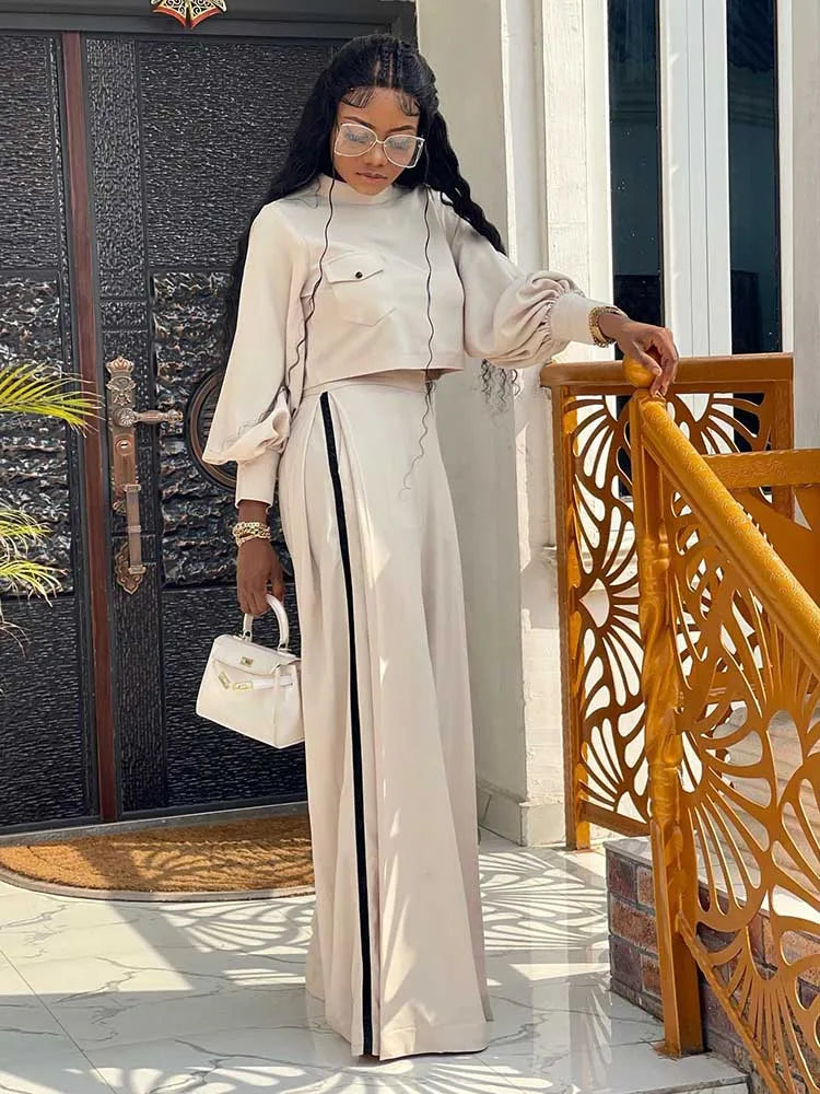 Solid Loose Blouse Pants Set