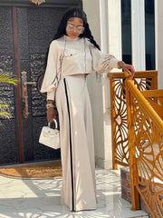 Solid Loose Blouse Pants Set