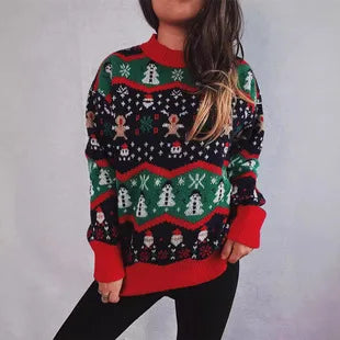 Spliced Christmas Knit Sweater